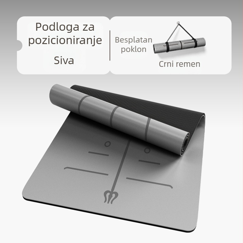 Visokokvalitetna joga prostirka od PU i gume, protivklizna, tiha, debela i široka 68 cm, dimenzije 183×68 cm ili 80 cm