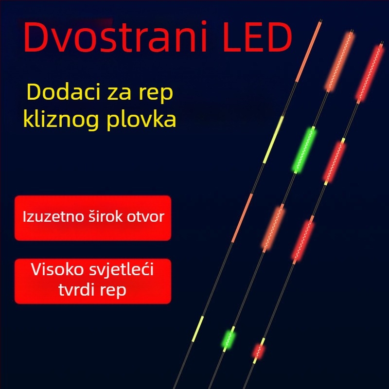 LED svjetleći plovak za dugačka bacanja, debeli i izražajni dizajn, mijenja boju pri ugrizu, široko stražnje krilo