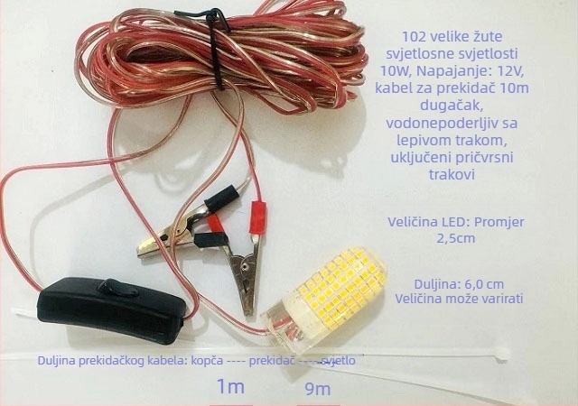 Podvodna svjetlosna lampica za pecanje - LED, 12V, vodootporna, visoka svjetlina