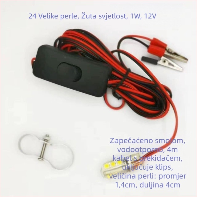 Podvodna svjetlosna lampica za pecanje - LED, 12V, vodootporna, visoka svjetlina