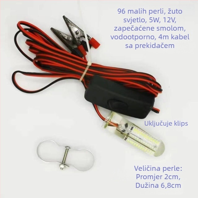 Podvodna svjetlosna lampica za pecanje - LED, 12V, vodootporna, visoka svjetlina