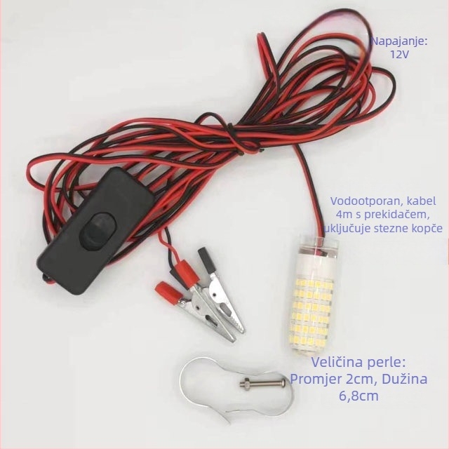 Podvodna svjetlosna lampica za pecanje - LED, 12V, vodootporna, visoka svjetlina
