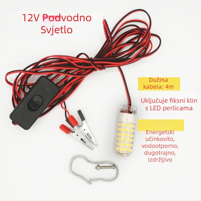 Podvodna svjetlosna lampica za pecanje - LED, 12V, vodootporna, visoka svjetlina