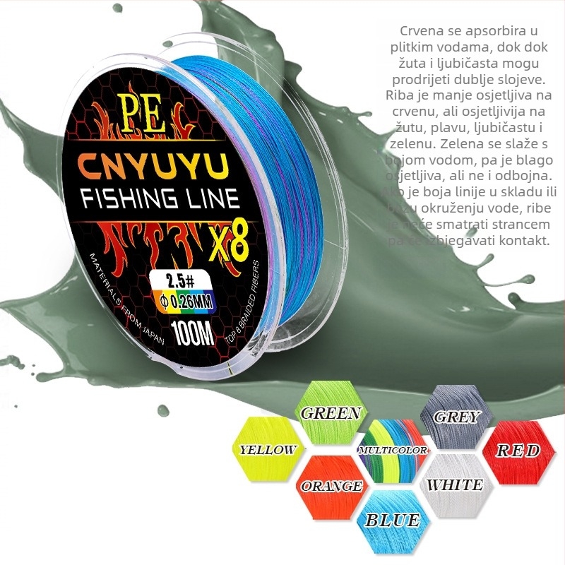 Glavna ribolovna linija – PE, 8-110 lb, Serija 8