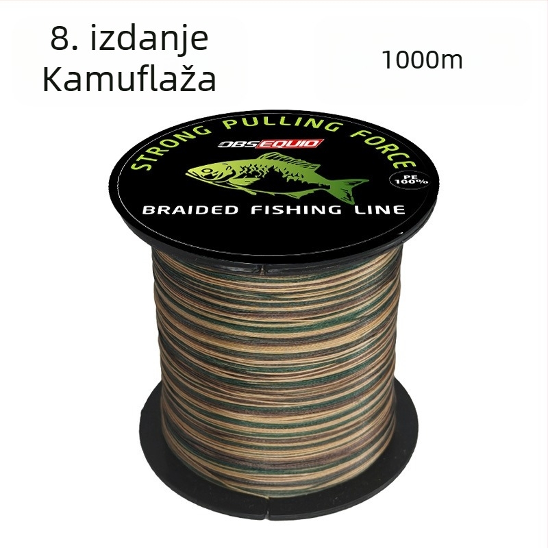 8-nitna pletena PE glavna ribolovna linija, 10–80 lb