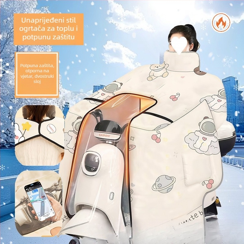 Zimski ogrtač za cijelo tijelo s fleece podstavom, Oxford tkanina, nepremokav, zaštita vrata i ramena