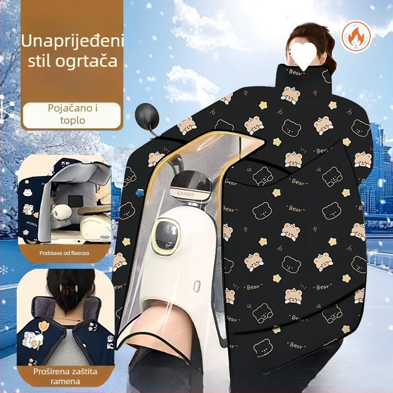 Zimski ogrtač za cijelo tijelo s fleece podstavom, Oxford tkanina, nepremokav, zaštita vrata i ramena