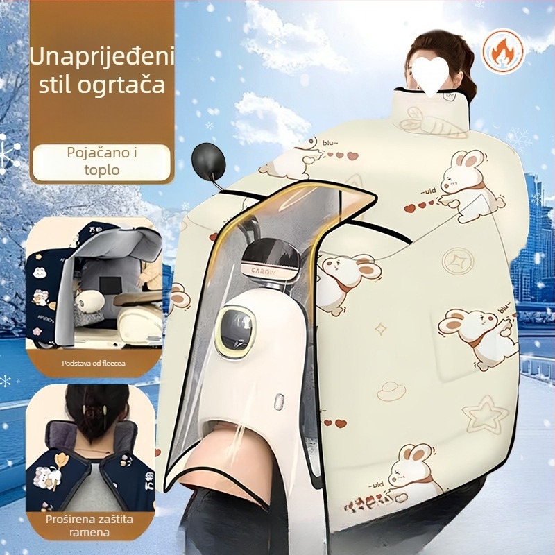 Zimski ogrtač za cijelo tijelo s fleece podstavom, Oxford tkanina, nepremokav, zaštita vrata i ramena