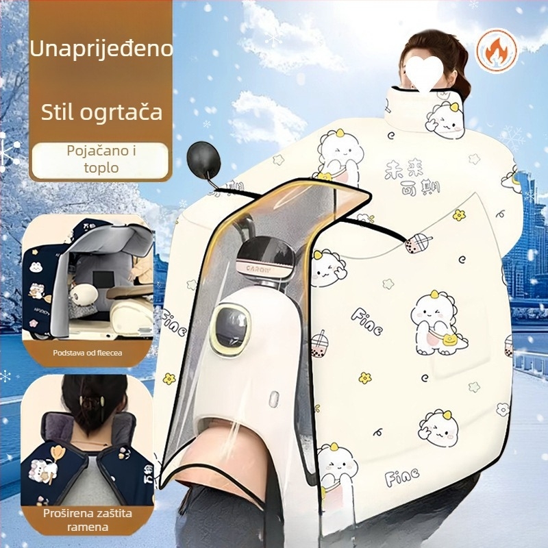 Zimski ogrtač za cijelo tijelo s fleece podstavom, Oxford tkanina, nepremokav, zaštita vrata i ramena