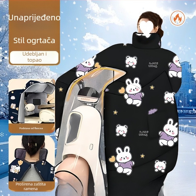 Zimski ogrtač za cijelo tijelo s fleece podstavom, Oxford tkanina, nepremokav, zaštita vrata i ramena