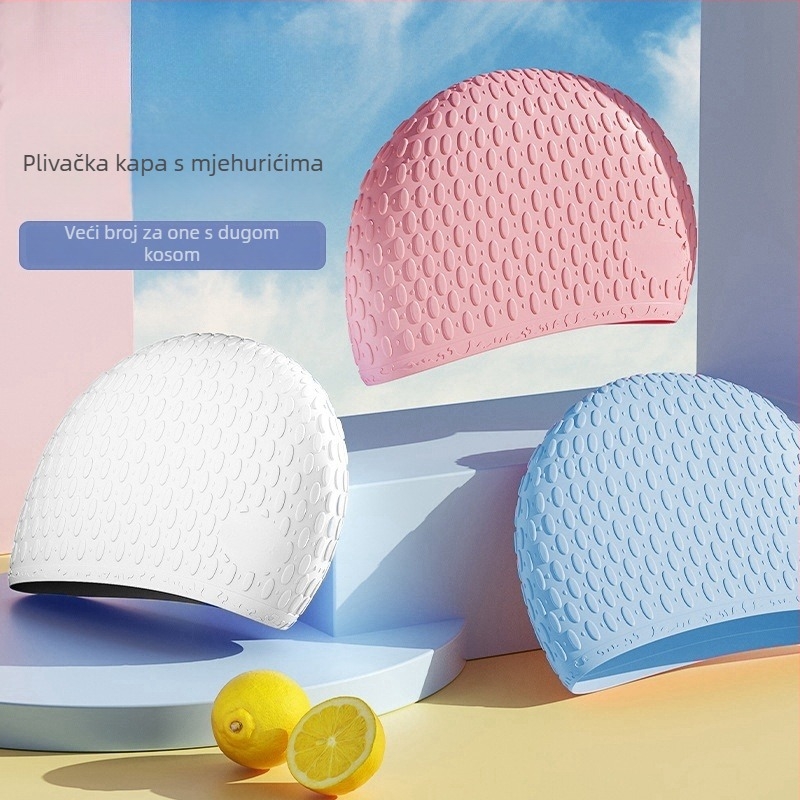 Silikonska kapa za plivanje za odrasle, s točkastim uzorkom, pogodna za plivanje