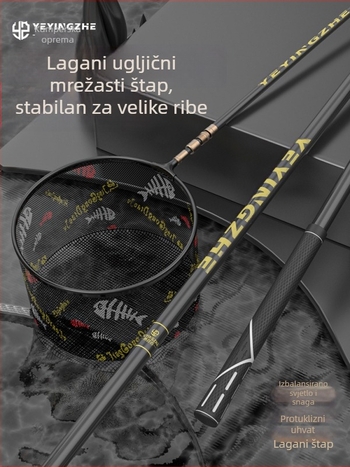 Karbonski teleskopski mrežni štap set – ultra lagan, čvrst, mreža s finim okom, sklopiv, nosivost 100 kg