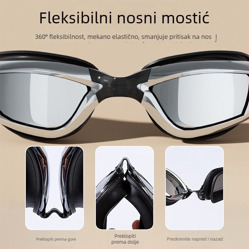 Set plivačkih naočala i kapa za odrasle – anti-fog, veliki okvir, PC leće, vodootporno