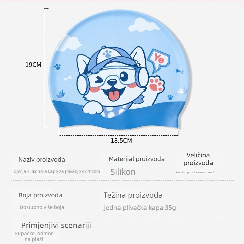 SnowSwim silikonska kapica za plivanje za djecu s motivom crtića, pogodna za plivanje i vodene aktivnosti