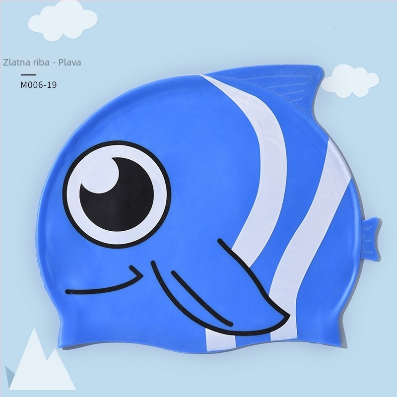 Dječja silikonska kapa za plivanje s otiskom zlatne ribice, vodootporna, visoka elastičnost, pogodna za dugu kosu
