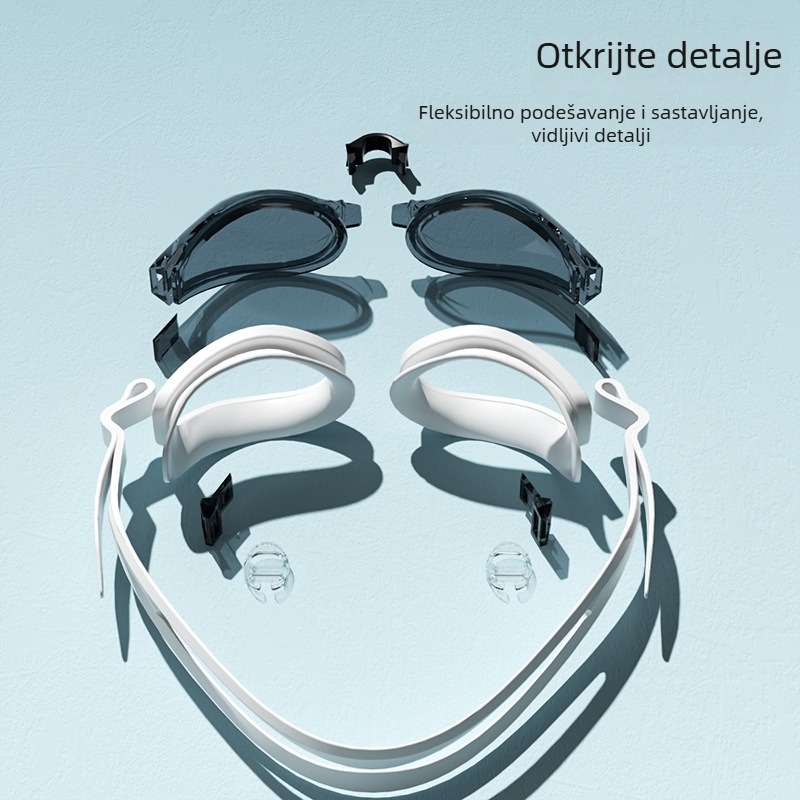 RESHEIR Anti-fog plivačke naočale za odrasle, PC leće, kompatibilne s miopijom, zaštita očiju