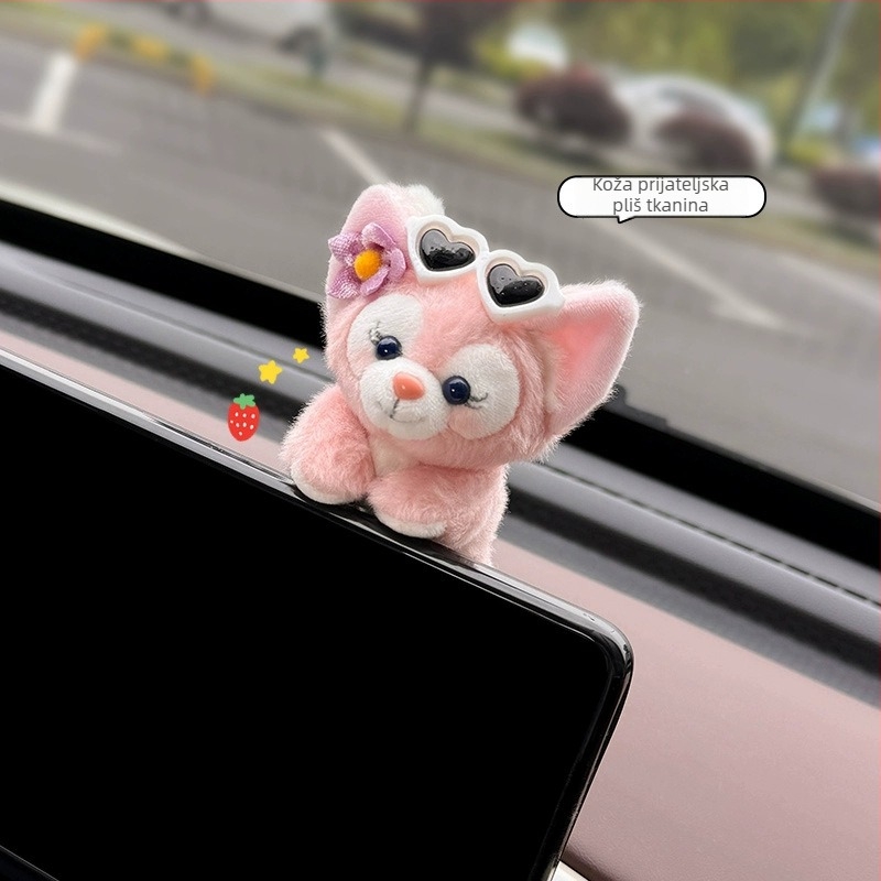 Unutarnja dekoracija automobila za središnji zaslon — pliš, crtani stil, dekorativni dodatak