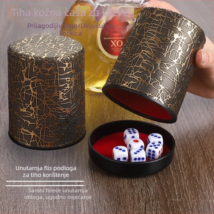 Kožni set čašica za kockice s fleeceom, zaobljeni kutovi, kutija 100 komada, pogodno za šah i igre s kartama
