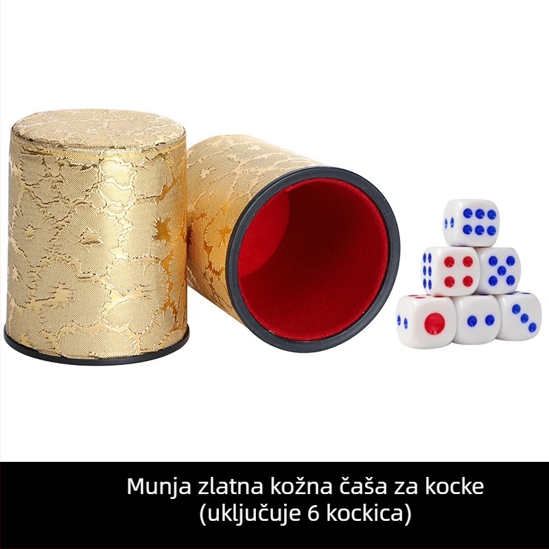 Kožni set čašica za kockice s fleeceom, zaobljeni kutovi, kutija 100 komada, pogodno za šah i igre s kartama