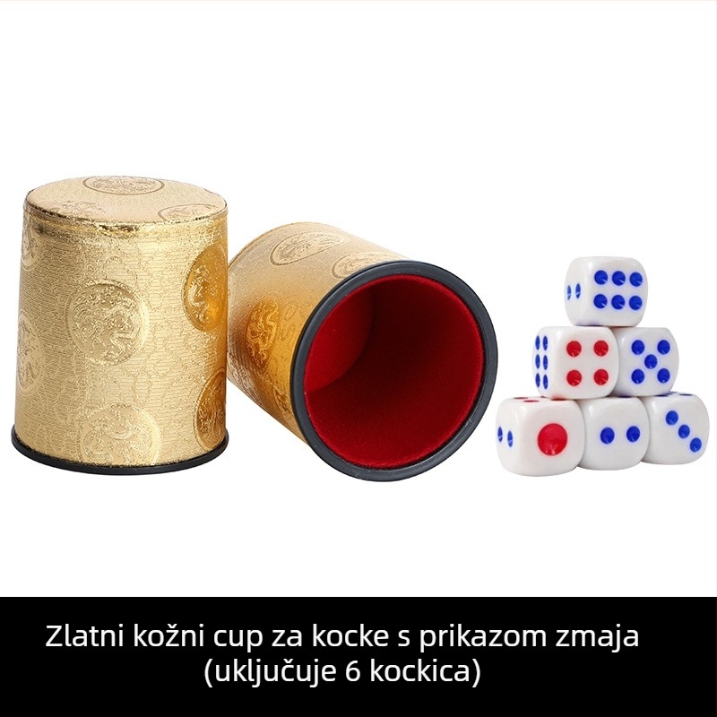 Kožni set čašica za kockice s fleeceom, zaobljeni kutovi, kutija 100 komada, pogodno za šah i igre s kartama