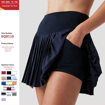 Plisirana sportska suknja, jednobojna, poliester 95% s podstavom od spandeksa 5%