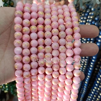 Zlatno-toni okrugli prirodni kamenčići, 8 mm, ahat i nefrit, slobodne perle za DIY narukvice