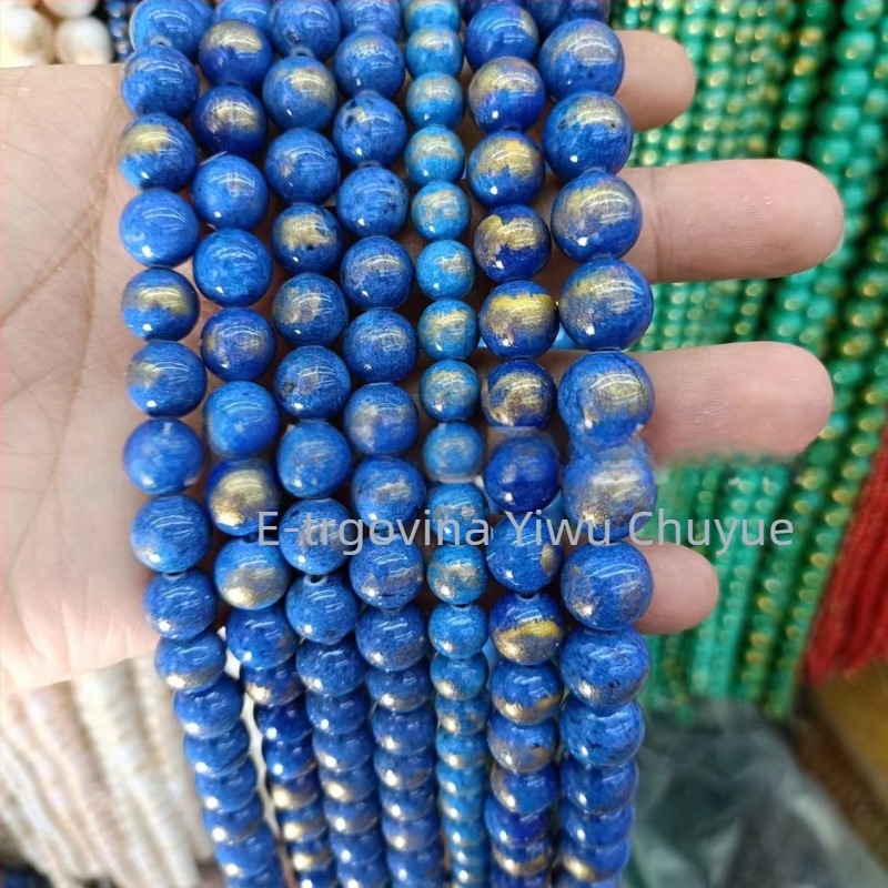 Zlatno-toni okrugli prirodni kamenčići, 8 mm, ahat i nefrit, slobodne perle za DIY narukvice
