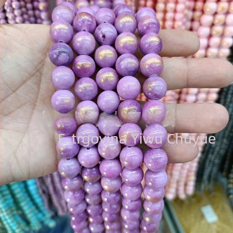 Zlatno-toni okrugli prirodni kamenčići, 8 mm, ahat i nefrit, slobodne perle za DIY narukvice
