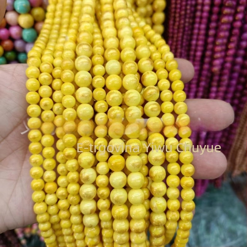 Zlatno-toni okrugli prirodni kamenčići, 8 mm, ahat i nefrit, slobodne perle za DIY narukvice