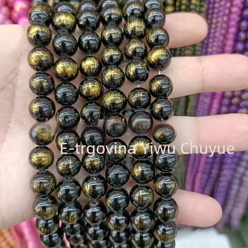 Zlatno-toni okrugli prirodni kamenčići, 8 mm, ahat i nefrit, slobodne perle za DIY narukvice