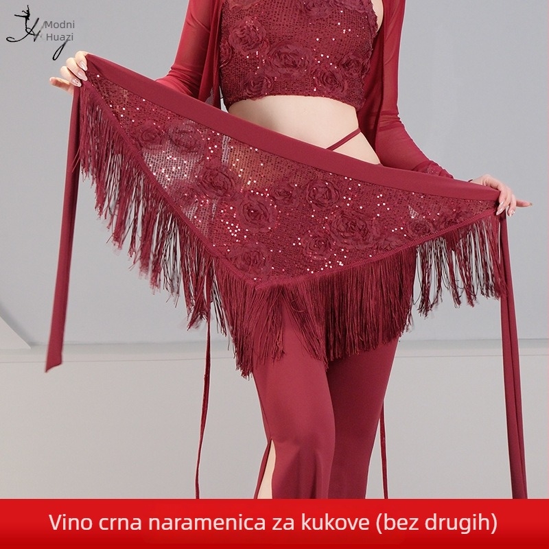 Set kostima za belly dance s 3D cvijetom od paet, kristalna pamuk i mreža, glavni materijal spandeks, ljeto 2023, za žene 25–29