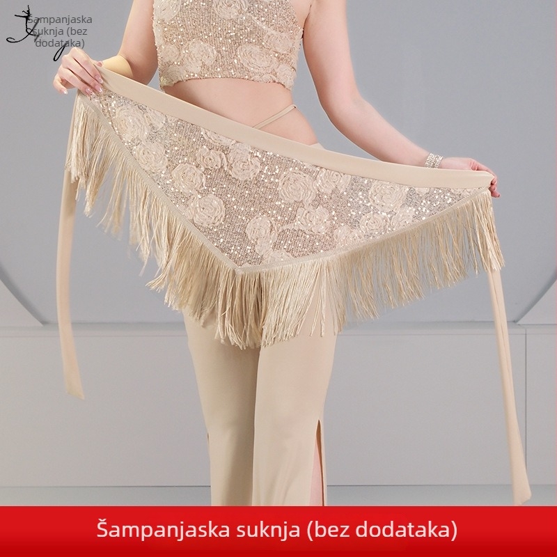 Set kostima za belly dance s 3D cvijetom od paet, kristalna pamuk i mreža, glavni materijal spandeks, ljeto 2023, za žene 25–29