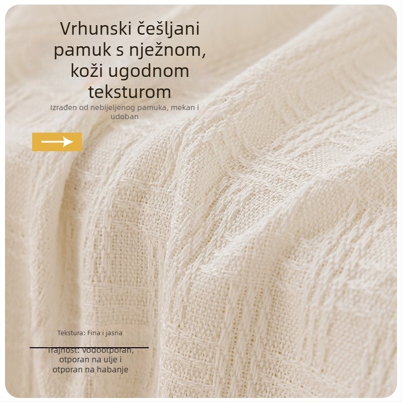 Kremasto-bež navlaka za kauč od poliestera, univerzalna za sve sezone, potpuno pokrivanje.