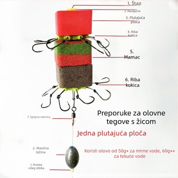 Set plutanja za ribolov: PU materijal, kvadratna plutajuća ploča, plutajuća kugla, anti-dno dizajn, za morski štap
