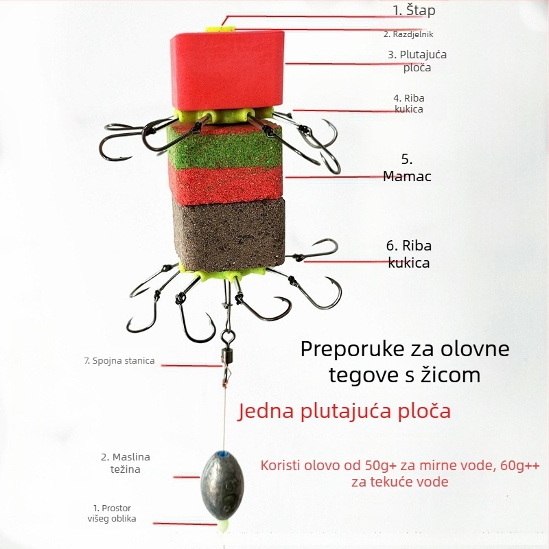 Set plutanja za ribolov: PU materijal, kvadratna plutajuća ploča, plutajuća kugla, anti-dno dizajn, za morski štap