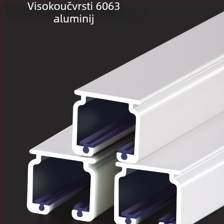 Aluminijski tračnik za zavjese, tih rad, gornja ili bočna ugradnja, jednostruki i dvostruki klizni, ravna tračnica