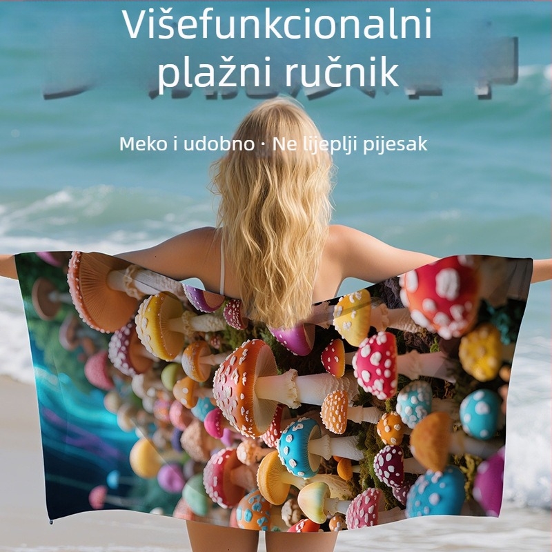 Plažni ručnik, mikrovlakana, otisnuta, prilagodljiva (200–300 g; 288d vlakna)
