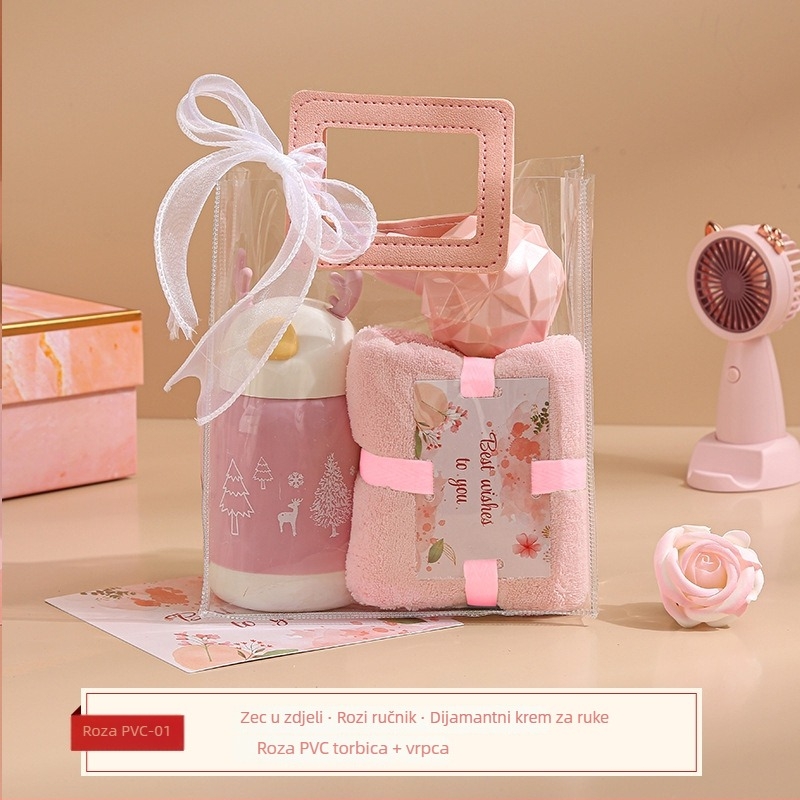 Set ručnika u poklon kutiji (3 kom) od koralnog velura, poliester 84,5% i najlon, brenda Shulan duo, mogućnost prilagodbe