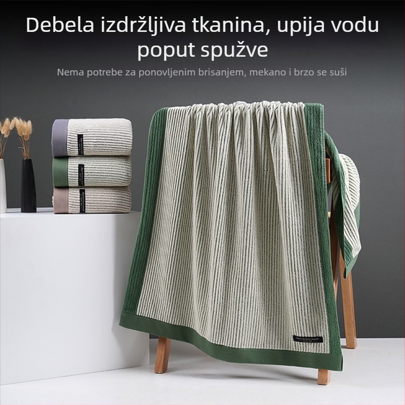 Premium set prugastih ručnika – ručnik za lice i ručnik za tijelo, trodjelni set u darovnom pakiranju
