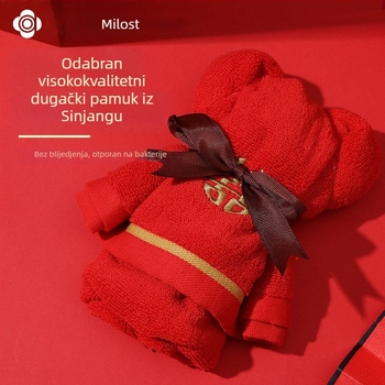 Ručnik s medvjedićem u kutiji za darove — 100% pamuk, 120 g, prilagođeni logotip