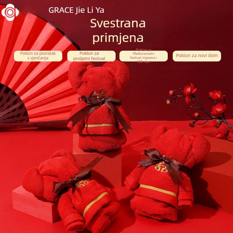 Ručnik s medvjedićem u kutiji za darove — 100% pamuk, 120 g, prilagođeni logotip