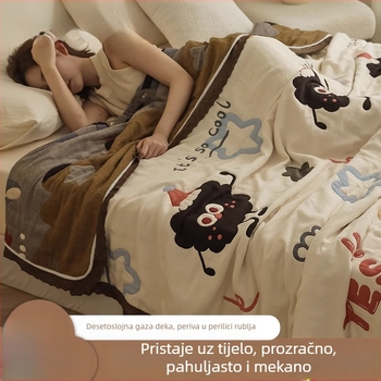 Deset slojeva gaze, 100% pamuk, deka-ručnik za kauč, ljeto, s motivom crtani