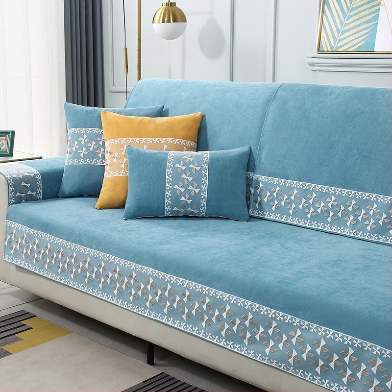 Chenille navlaka za kauč s tri sjedala i chaise, univerzalna za sve sezone, odvojiva i periva, protuklizna, otporna na ogrebotine od mačaka, minimalistički modern stil