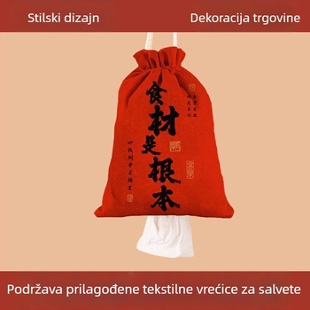 Barbecue restoran – platnena vrećica za salvete sa šnalom i logotipom