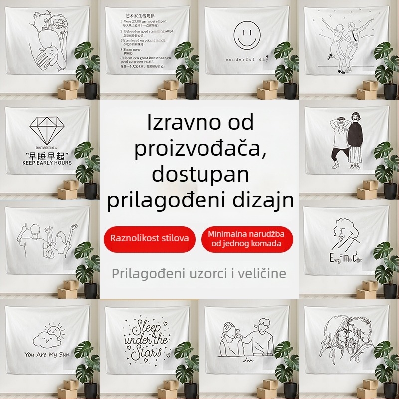 Prilagodljivi pravokutni tapiserij za sobu studenta — minimalistički poliester