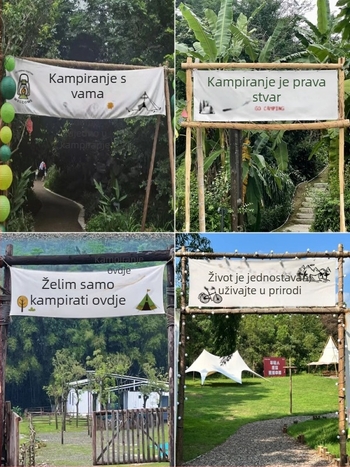 Tekstualni goblen za kampiranje na otvorenom, za piknik i proljetne izlete — dekorativna vodoravna zavjesa