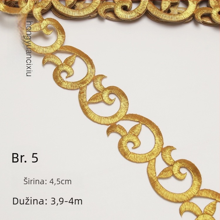 Izvezeni čipkasti ukras za kostime – Materijal: šivaća niti, Uzorak antičkog kostima, Pogodno za šešire, odjeću i kućnu dekoraciju