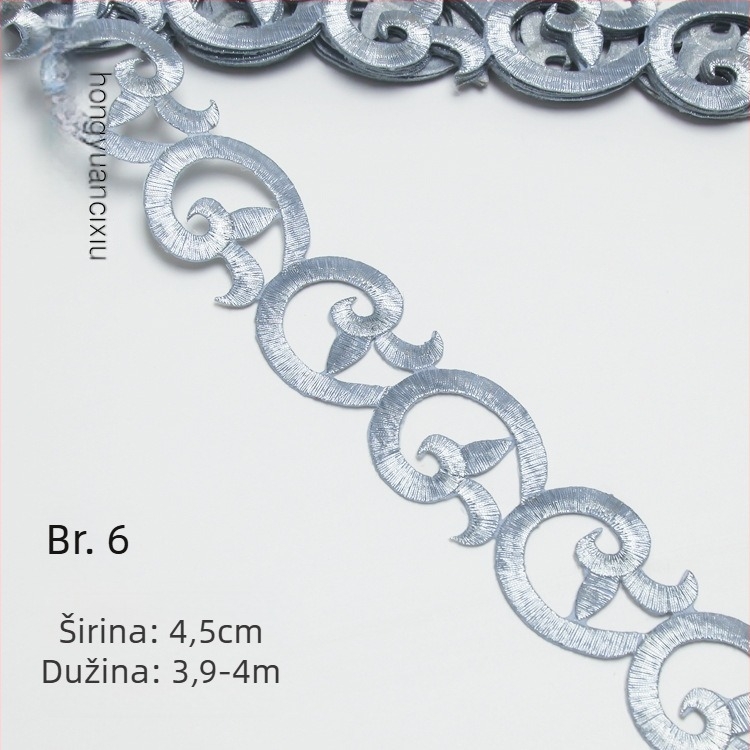 Izvezeni čipkasti ukras za kostime – Materijal: šivaća niti, Uzorak antičkog kostima, Pogodno za šešire, odjeću i kućnu dekoraciju