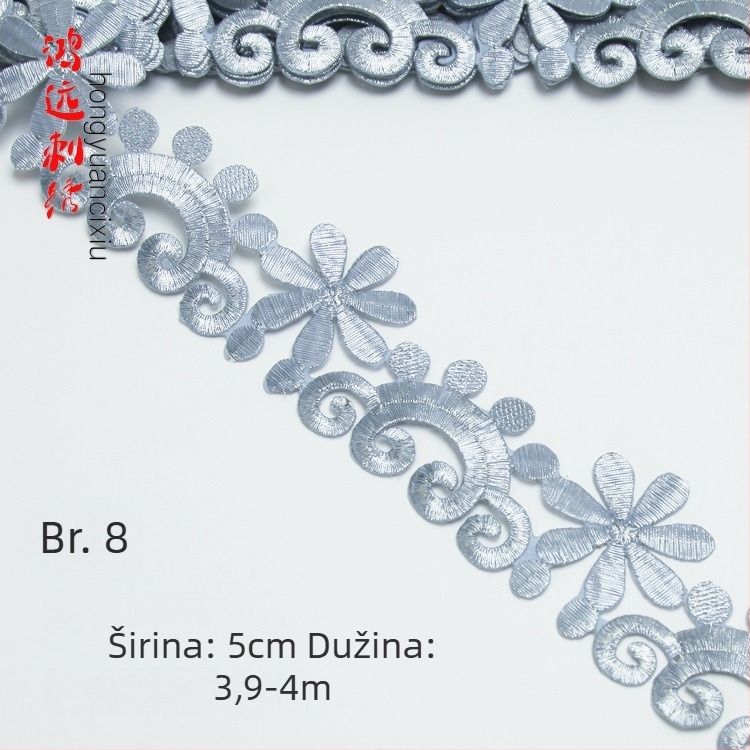 Izvezeni čipkasti ukras za kostime – Materijal: šivaća niti, Uzorak antičkog kostima, Pogodno za šešire, odjeću i kućnu dekoraciju