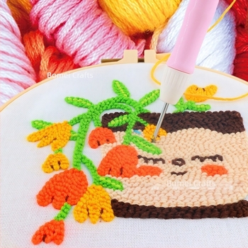 DIY komplet za križno izšivanje – modern stil, materijal: pamuk-poliester tkanina, motivi: cvijeće/trava/lišće, marka Bomi